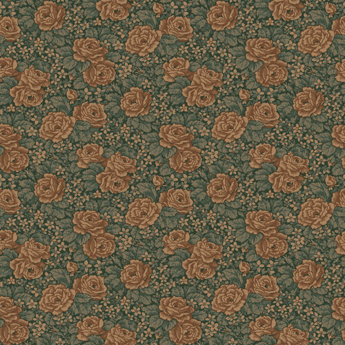 Dutch Wallcoverings Rosenlycka - Roses Green/Terra - Groen/Terra