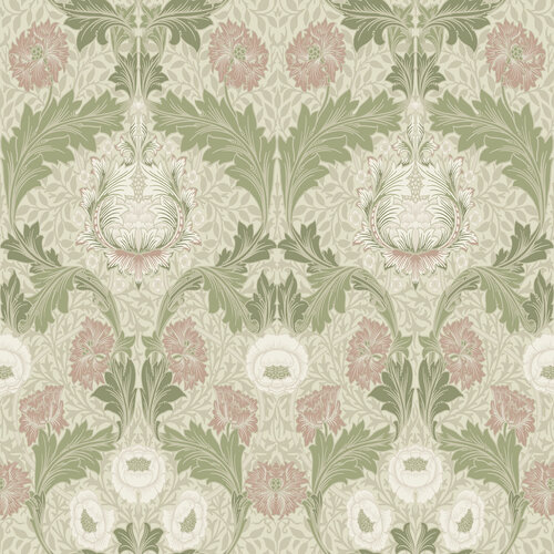 Dutch Wallcoverings Hidden Tr2 -Myrtle Grn/White/Pink - Groen/Wit/Roze
