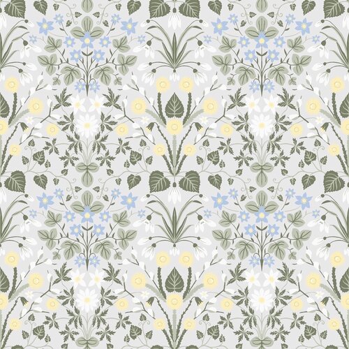 Dutch Wallcoverings Langenas - Varblommor Light Grey - Lichtgrijs