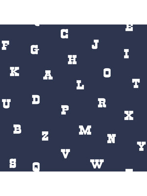 Dutch Wallcoverings Joy - Letters - Marineblauw/Wit