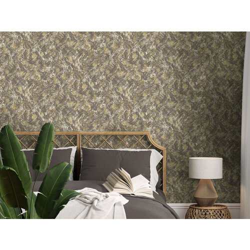 Dutch Wallcoverings Arabesque - Pluma Chocolate Gold - Multi