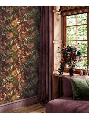 Dutch Wallcoverings Arboretum - Reverie Burgundy - Multi
