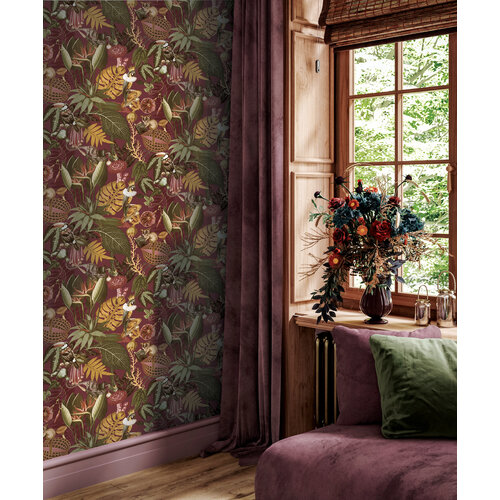Dutch Wallcoverings Arboretum - Reverie Burgundy - Multi