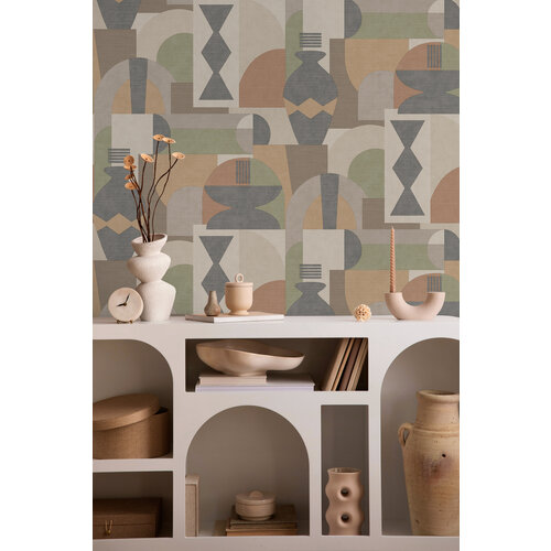 Dutch Wallcoverings Khalili - Khalili Khaki/Orange - Multi