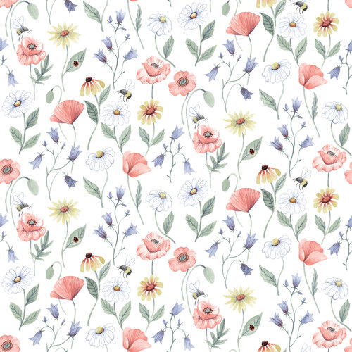 Dutch Wallcoverings Rosenlycka - Flowers Clear - Multi