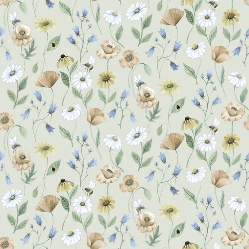 Dutch Wallcoverings Rosenlycka - Flowers Beige - Multi