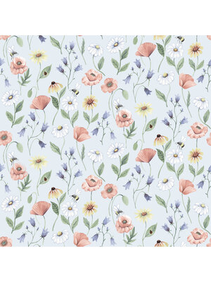 Dutch Wallcoverings Rosenlycka - Flowers Blue - Multi