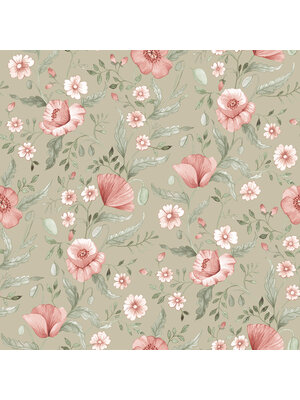 Dutch Wallcoverings Rosenlycka - Garden Flowers Green - Multi