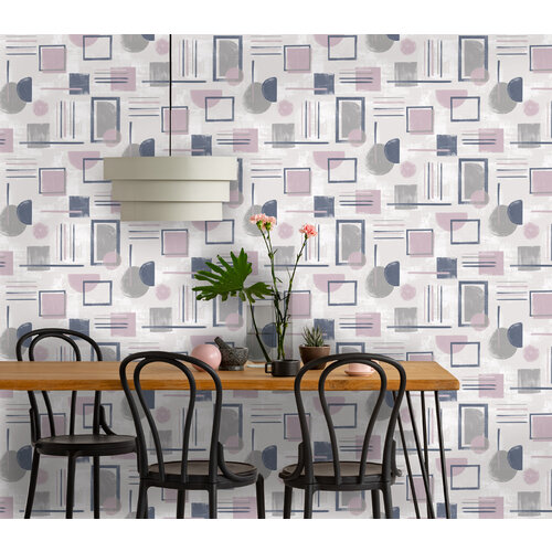 Dutch Wallcoverings Amazonia - Nordic Geo Pink - Multicolor