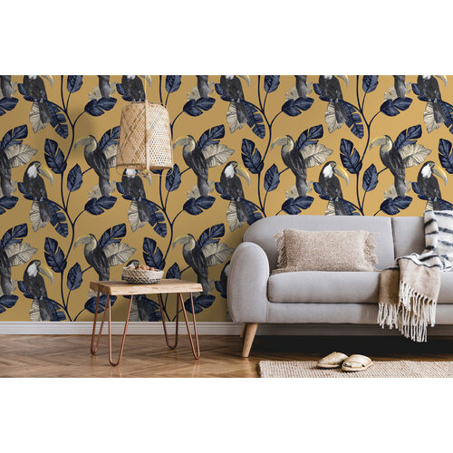 Dutch Wallcoverings Amazonia - Tiki Ochre - Oker Dutch Wallcoverings Amazonia - Tiki Ochre - Oker