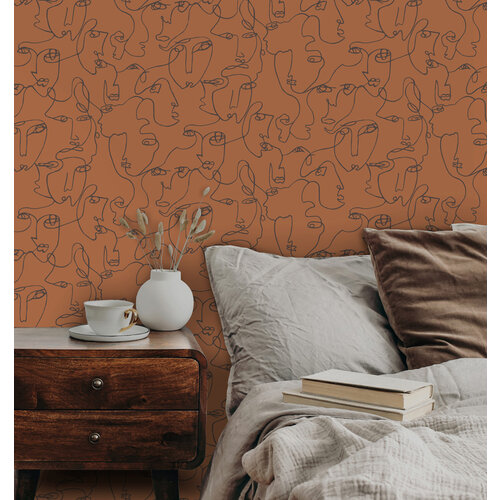 Dutch Wallcoverings Amazonia - Linear Visage Burnt Orange - Oranje