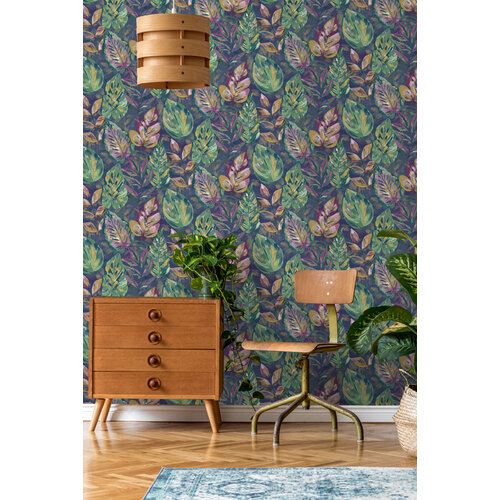 Dutch Wallcoverings Patagonia - Aralia Navy/- Pink