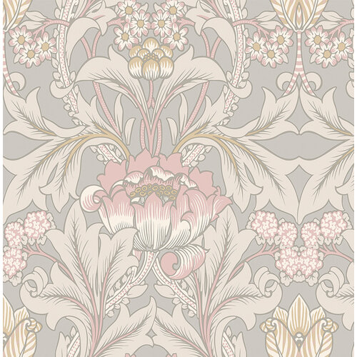 Dutch Wallcoverings British Heritage Bloem Grijs/- Roze