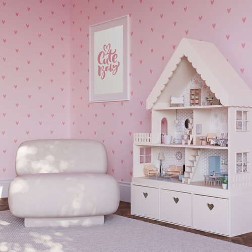 Dutch Wallcoverings Joy - Harten - Roze