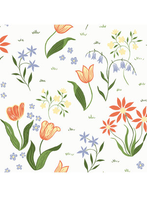 Dutch Wallcoverings Langenas - Tulpandans White - Wit