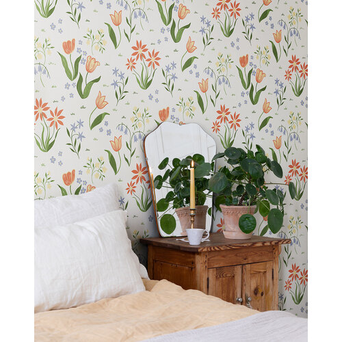 Dutch Wallcoverings Langenas - Tulpandans White - Wit