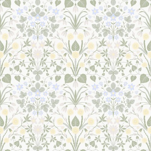 Dutch Wallcoverings Langenas - Varblommor White - Wit