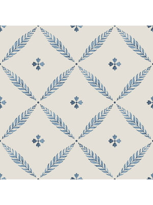 Dutch Wallcoverings Blomstermala - Henry White/Blue - Wit/Blauw Dutch Wallcoverings Blomstermala - Henry White/Blue - Wit/Blauw
