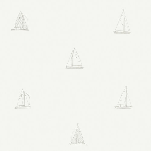 Dutch Wallcoverings Joy - Zeilboten - Wit/Grijs