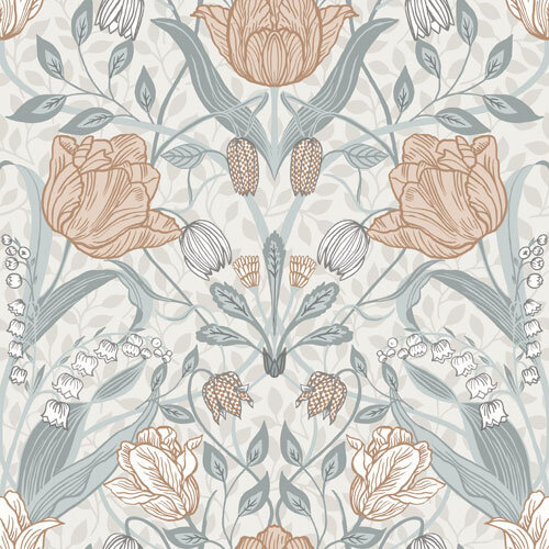 Dutch Wallcoverings Apelviken - Filippa White/Gr/Pink - Wit/Grijs/Roze