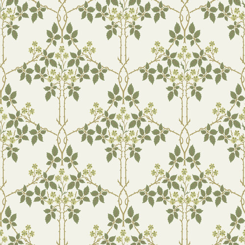 Dutch Wallcoverings Hidden Tr2 -Blackberry Wit/Grn/Gl - Wit/Groen