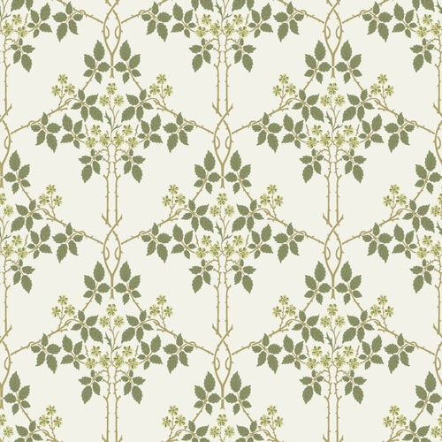 Dutch Wallcoverings Hidden Treasures 2 -Blackberry Wit/Grn/Gl - Wit/Groen