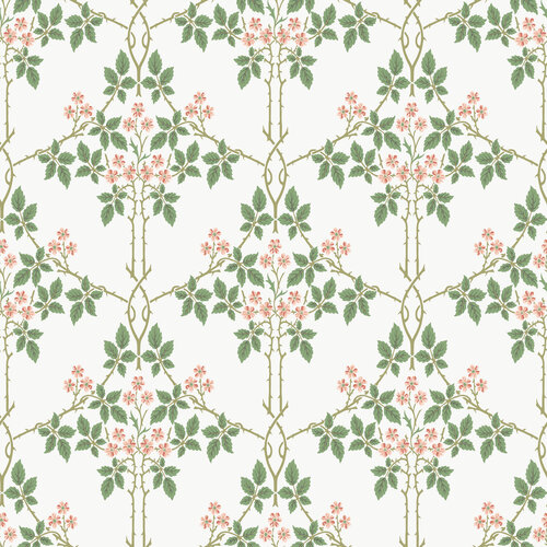 Dutch Wallcoverings Hidden Tr2 -Blackberry Wit/Grn/Rd - Wit/Groen/Rood