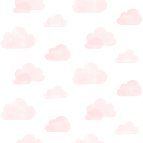 Dutch Wallcoverings Joy - Wolken - Wit/Roze