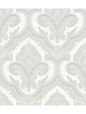 Dutch Wallcoverings Casbah/Bs1 Damask White/Silver - Wit/Zilver Dutch Wallcoverings Casbah/Bs1 Damask White/Silver - Wit/Zilver