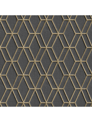 Dutch Wallcoverings Wallstitch/Bs1 Hexagonal Black - Zwart