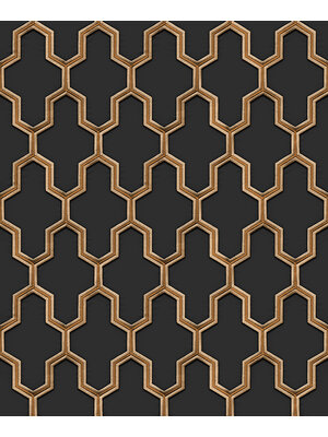 Dutch Wallcoverings Wall Fabric/Bs1 Geometric Black - Zwart