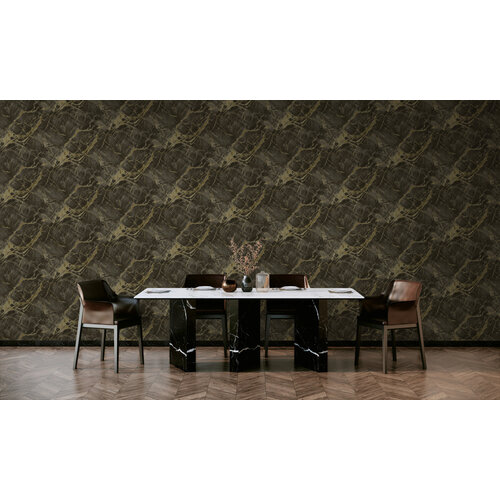 Dutch Wallcoverings Arabesque - Portoro Marble Ch/Gld - Zwart/Goud