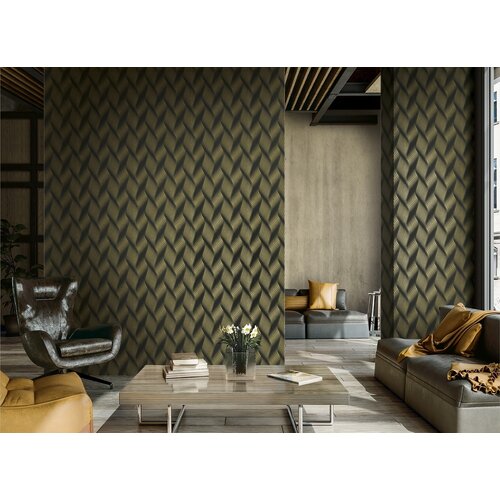 Dutch Wallcoverings New Tekko Golf - Zwart/Goud