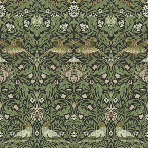 Dutch Wallcoverings Hidden Tr2 -Bird Black/Green - Zwart/Groen Dutch Wallcoverings Hidden Tr2 -Bird Black/Green - Zwart/Groen