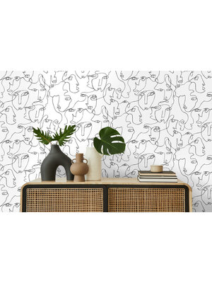 Dutch Wallcoverings Amazonia - Linear Visage Black/White - Zwart/Wit
