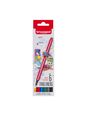 Bruynzeel Fineliner set basis-  6 kleuren