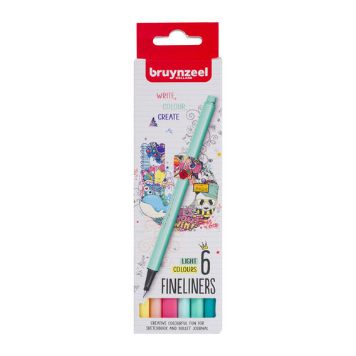 Bruynzeel Fineliner set licht-  6 kleuren Bruynzeel Fineliner set licht-  6 kleuren