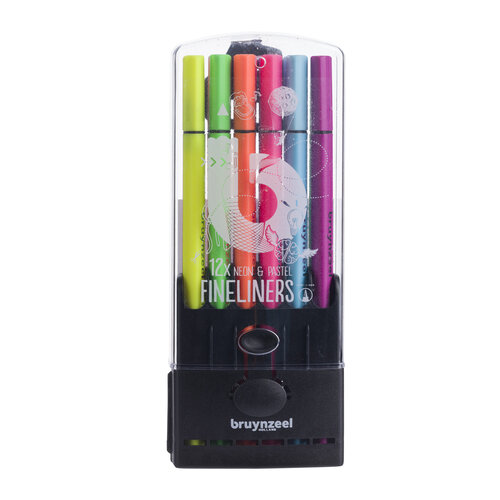 Bruynzeel Fineliner set neon & pastel - 12 kleuren Bruynzeel Fineliner set neon & pastel - 12 kleuren
