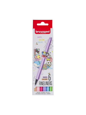 Bruynzeel Fineliner - 6 kleuren - pastel Bruynzeel Fineliner - 6 kleuren - pastel