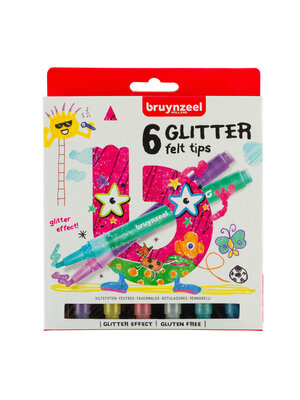 Bruynzeel Kids Glitter viltstiften - 6 stuks