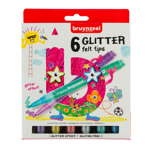 Bruynzeel Kids Glitter viltstiften - 6 stuks Bruynzeel Kids Glitter viltstiften - 6 stuks