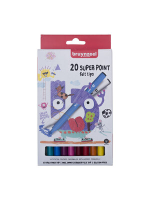 Bruynzeel Kids Super Point viltstiften set - 20 kleuren