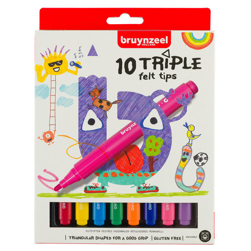 Bruynzeel Kids Triple viltstiften - 10 stuks Bruynzeel Kids Triple viltstiften - 10 stuks
