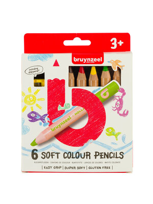 Bruynzeel Kids zachte kleurpotloden - 6 stuks Bruynzeel Kids zachte kleurpotloden - 6 stuks