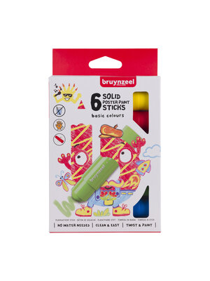 Bruynzeel Plakkaatverf sticks set - 6 kleuren Bruynzeel Plakkaatverf sticks set - 6 kleuren
