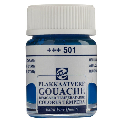 Talens Gouache Extra Fine Quality Fles 16 ml - Lichtblauw (Cyaan) 501 Talens Gouache Extra Fine Quality Fles 16 ml - Lichtblauw (Cyaan) 501