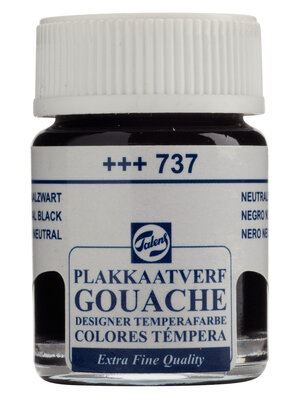 Talens Gouache Extra Fine Quality Fles 16 ml - Neutraalzwart 737
