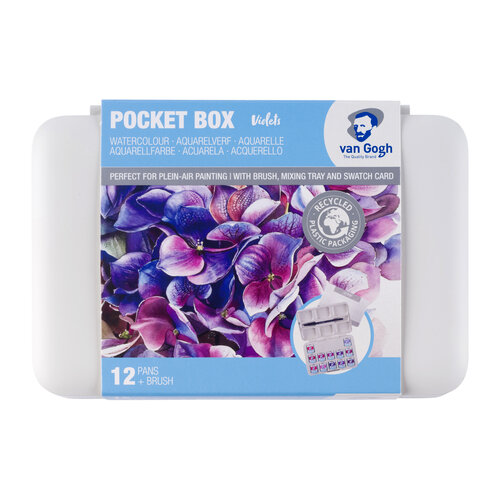 Van Gogh Aquarelverf pocket box - roze en violetten - 12 halve napjes Van Gogh Aquarelverf pocket box - roze en violetten - 12 halve napjes