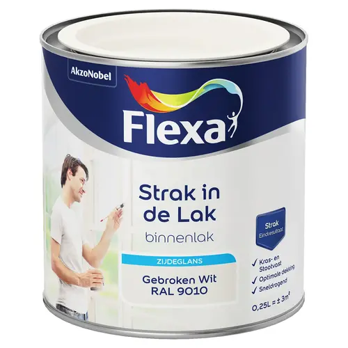 Flexa Strak in de Lak Binnenlak Zijdeglans - Gebroken Wit - RAL 9010 Flexa Strak in de Lak Binnenlak Zijdeglans - Gebroken Wit - RAL 9010