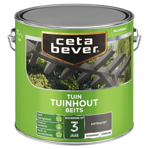 Cetabever Tuinhout Beits Transparant Zijdeglans - Antraciet Cetabever Tuinhout Beits Transparant Zijdeglans - Antraciet